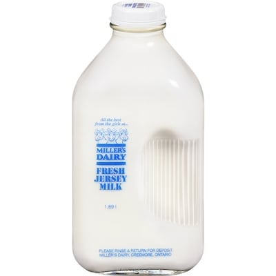 Miller's Dairy Whole Milk 1.89 l, $0.37/100ml