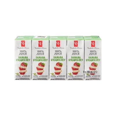 President's Choice Banana Strawberry Juice Boxes  10x200.0 ml, $0.25/100ml