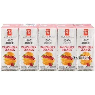 President's Choice Raspberry Orange Juice Boxes  10x200.0 ml, $0.25/100ml