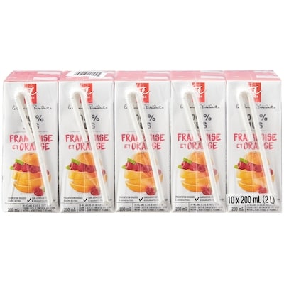 le Choix du Président Boîtes de jus, framboise et orange  10x200.0 ml, 0,28 $/100ml