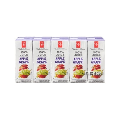 President's Choice Apple Grape Juice Boxes  10x200.0 ml, $0.22/100ml
