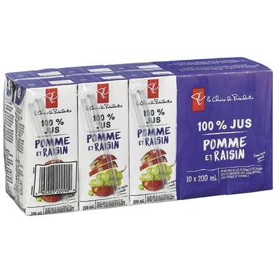 le Choix du Président Boîtes de jus de pomme et raisin  10x200.0 ml, 0,28 $/100ml