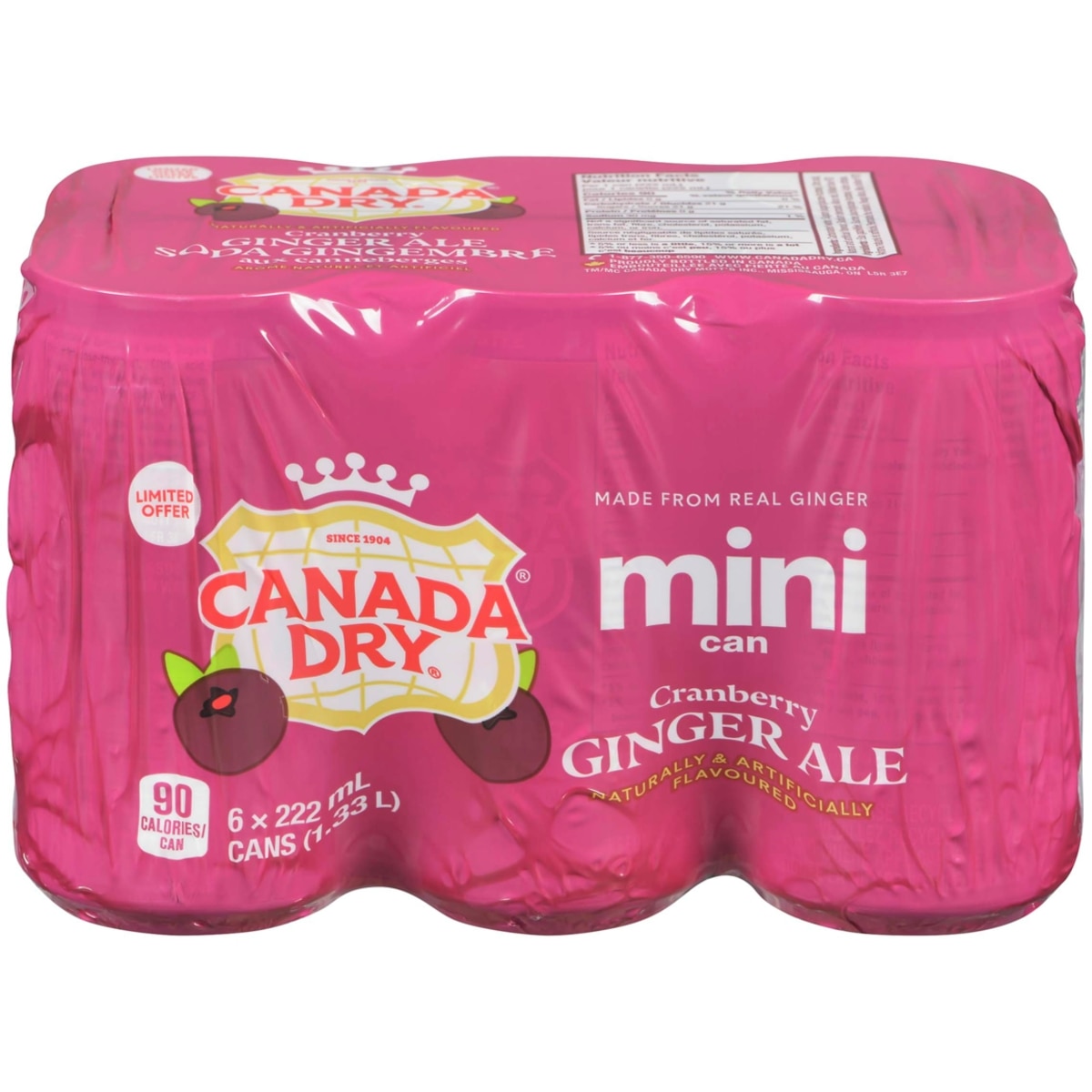 Canada Dry Limited Edition Cranberry Ginger Ale, case 6x222.0 ml, $0.33/100ml
