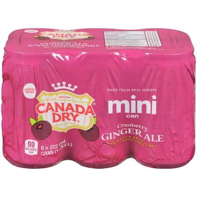 Canada Dry Limited Edition Cranberry Ginger Ale, case 6x222.0 ml, $0.33/100ml