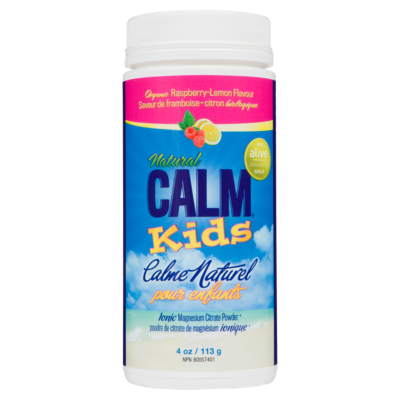 Natural Calm Calme Naturel Poudre Citrate Magnésium Ionique pour Enfants Saveur Framboise-Citron Biologique 113 g, 21,23 $/100g