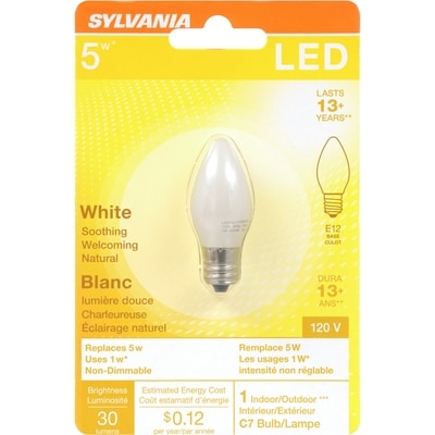 Sylvania Ampoule à DEL, 15 000 heures, 1 W C7 1 ea, 4,50 $/1ch