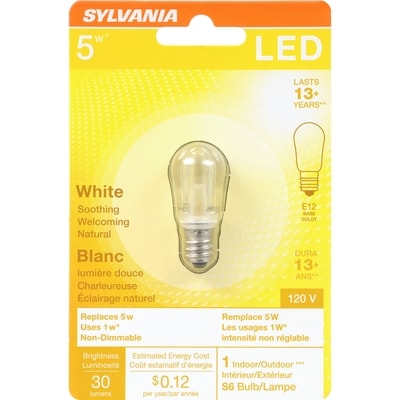 Sylvania 15000 Hour LED 1W S6 1 ea, $9.00/1ea