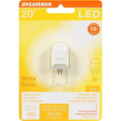 Sylvania Ampoule à DEL, 15 000 heures, 2,5 W G4 1 ea, 13,00 $/1ch