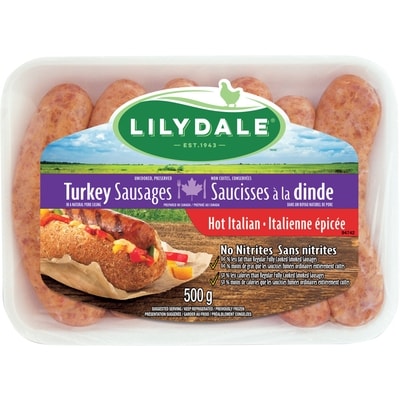 Lilydale Turkey Sausages Hot Italian 500 g, $1.80/100g