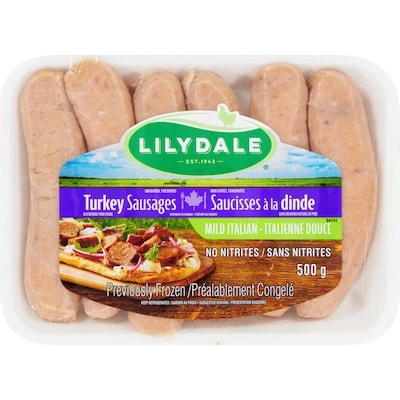 Lilydale Turkey Sausages Mild Italian 500 g, $1.80/100g
