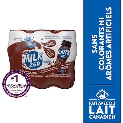 Milk 2 Go Lait partiellement écrémé au chocolat 1% 6x200.0 ml, 565,83 $/100ml