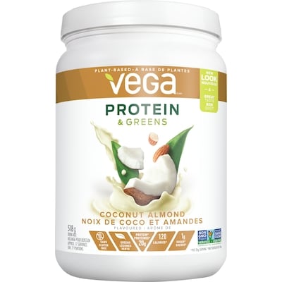 Vega Vega® Protein & Greens, Noix de Coco et Amandes Protéines 518 g, 4,92 $/100g