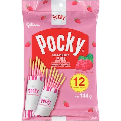 Glico Pocky Strawberry Cream Coated Biscuit Sticks 12 Packs 144 g, $3.47/100g