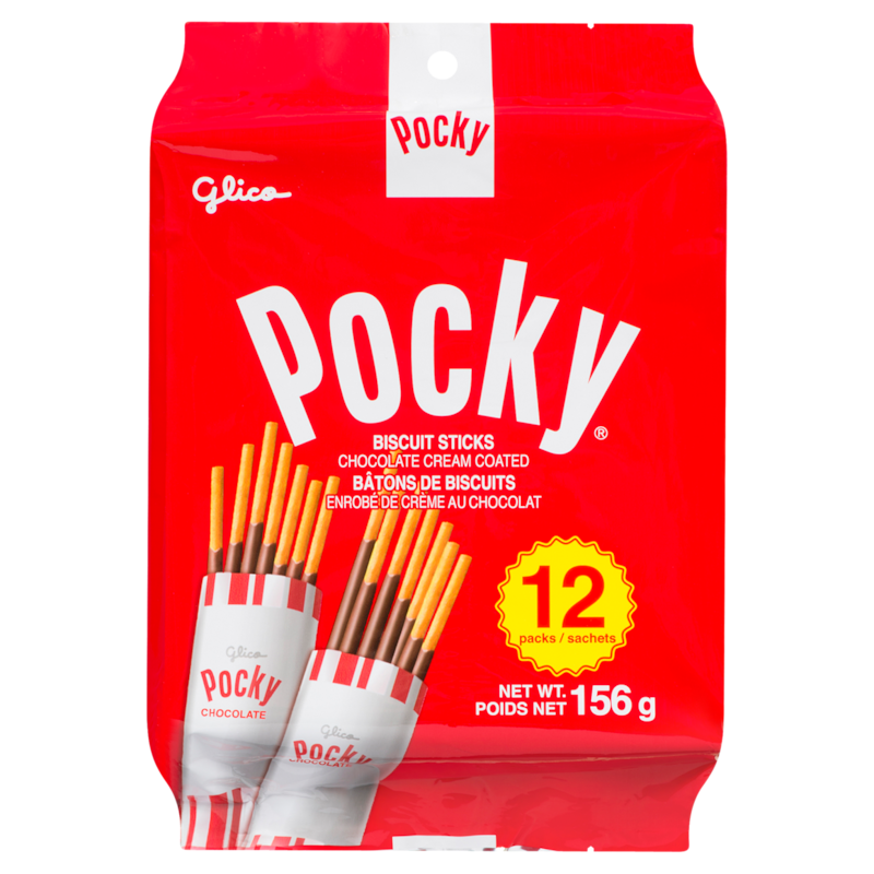 Glico Pocky Chocolate Cream Coated Biscuit Sticks 12 Packs - 156 g