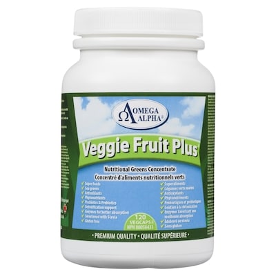 Omega Alpha VeggieFruit Plus Nutritional Greens Concentrate 120 Vegcaps 120 ea, $0.25/1ea