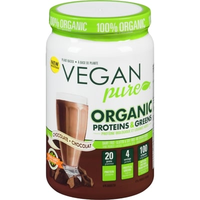 Vegan Pure Powder Organic Proteins & Greens Chocolate 478 g, $5.86/100g