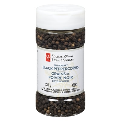 President's Choice Tellicherry Black Peppercorns  120 g, $5.66/100g