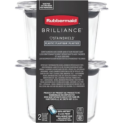 Rubbermaid Brilliance Plastic Food Storage Container, 2 Pack 1 ea, $5.00/1ea