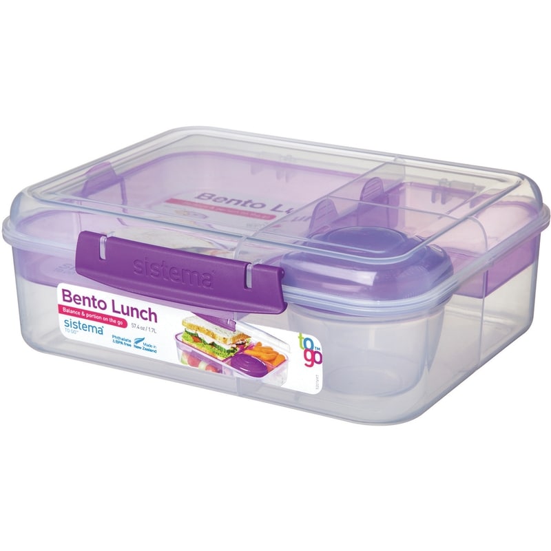 Bento Box TO GO, Lunch Box with Yoghurt/Fruit Pot BPA-Free, Assorted Colours (Varies by Pack)
