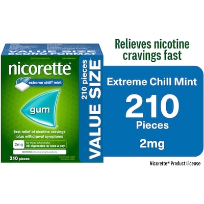 Nicorette Nicotine Gum, 2 mg, Extreme Chill Mint 210 ea, $0.33/1ea