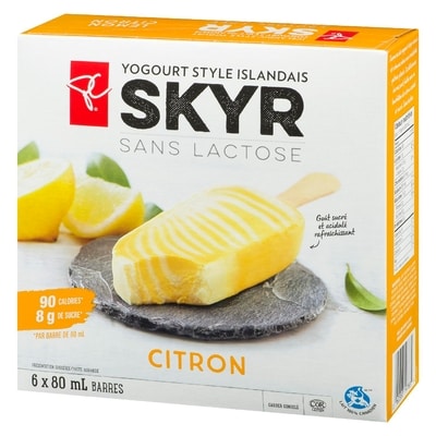 Les barres de yogourt glacé style islandais Skyr sans lactose, citron