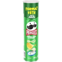 Pringles Méga boîte de croustilles Saveur de crème sure et oignon 202 g, 1,48 $/100g