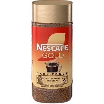 Nestlé Café à torréfaction corsée instantanée et Café moulu et torréfié GOLD 100 g, 7,99 $/100g