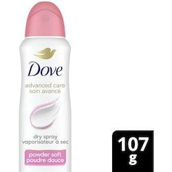 Dove Soin Avancé Antisudorifique en Vaporisateur à Sec parfum de poudre douce 107 g, 7,48 $/100g