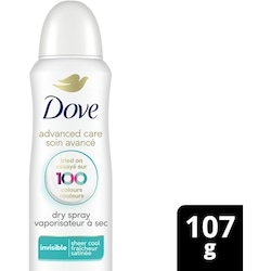 Dove Soin Avancé Invisible Antisudorifique en Vaporisateur à Sec Parfum Fraîcheur Satinée 107 g, 7,48 $/100g