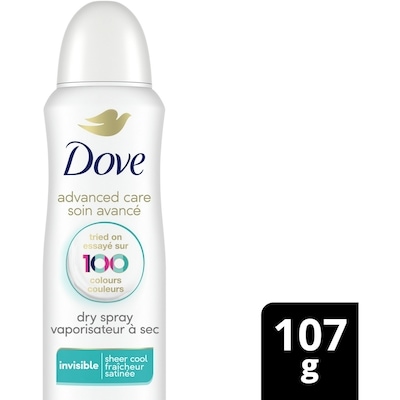 Dove Soin Avancé Invisible Antisudorifique en Vaporisateur à Sec Parfum Fraîcheur Satinée 107 g, 9,80 $/100g