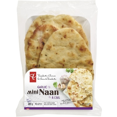 le Choix du Président Mini Pains Plats Naan À L’Ail, 4 180 g, 1,67 $/100g