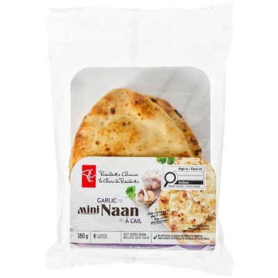 le Choix du Président Mini Pains Plats Naan À L’Ail, 4 180 g, 1,94 $/100g
