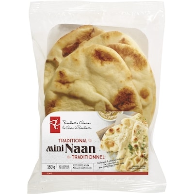 President's Choice Mini Naan Traditional 4 Flatbreads 180 g, $1.94/100g