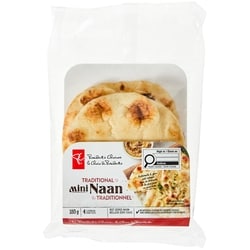le Choix du Président Mini Pains Plats Traditionnels Naan, 4 Pains Plats 180 g, 1,67 $/100g
