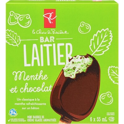 Mini barres de crème glacée, menthe et chocolat