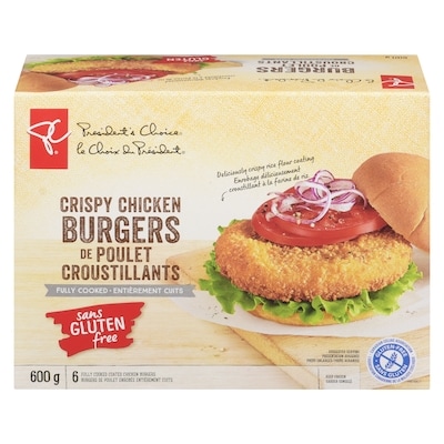 President's Choice Gluten Free Chicken Burgers 600 g, $1.67/100g