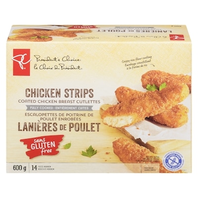 President's Choice Gluten Free Chicken Strips 600 g, $1.67/100g