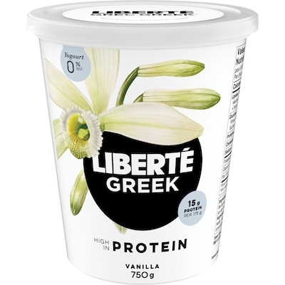 Liberte Greek 0% Yogurt, Vanilla, High Protein 750 g, $0.87/100g