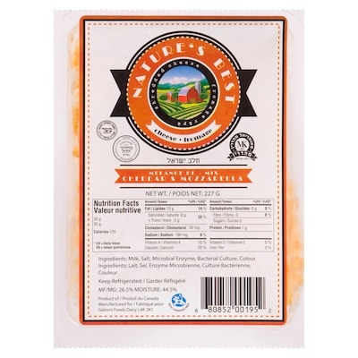 Nature's Best Shredded Mozzarella & Cheddar 227 g, $2.86/100g
