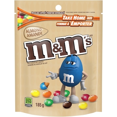 M&M’s Bonbons au chocolat au lait, amande, format partage 185 g, 2,86 $/100g