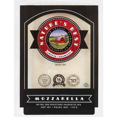 Nature’s Best Fromage mozzarella en tranches, 28 % M. G. casher 170 g, 4,70 $/100g