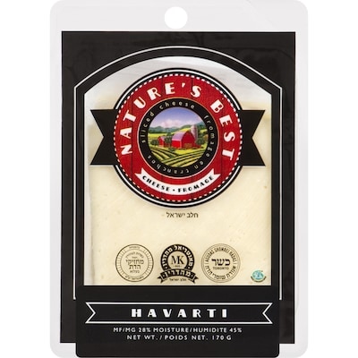 Nature's Best Kosher Sliced Cheese Havarti, 28% Mf 170 g, $5.00/100g
