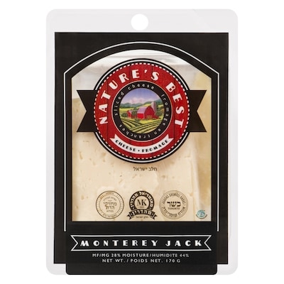 Nature's Best Kosher Sliced Cheese Monterey Jack, 28% MF 170 g, $5.00/100g