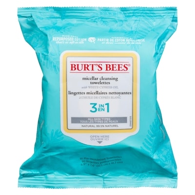 Burt’s Bees Lingettes nettoyantes à l’eau micellaire avec huile de cyprès blanc 30 ea, 0,33 $/1ch