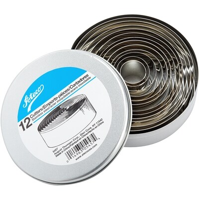 Ateco Ensemble d’emporte-pièce ronds en acier inoxydable Ateco 5457 de 12 pièces, plats 1 ea, 59,99 $/1ch