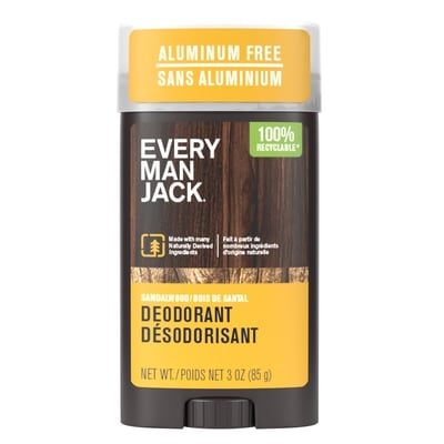 Every Man Jack Aluminum Free Deodorant, Sandalwood Teak 85 g, $10.58/100g