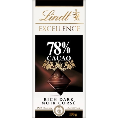 Lindt Chocolat noir EXCELLENCE à 78 % de cacao – Barre 100 g, 5,99 $/100g
