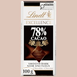 Lindt EXCELLENCE Barre de chocolat noir à 78 % de cacao 100 g, 6,29 $/100g