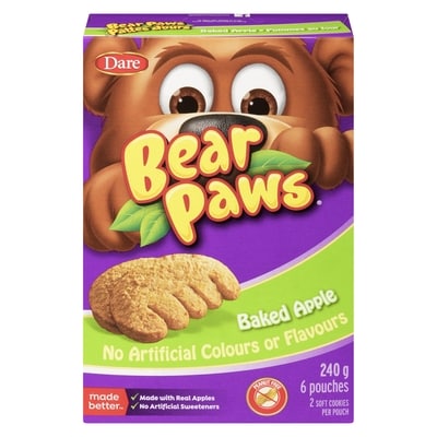 Dare Bear Paws Baked Apple Cookies 240 g, $2.08/100g