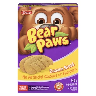 Dare Bear Paws Banana Bread Cookies 240 g, $2.08/100g